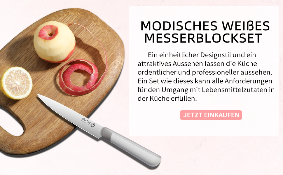 Набір кухонних ножів Qianying з блоком: 14 предметів, нержавіюча сталь, з точилкою, срібний колір, подарунок для мами