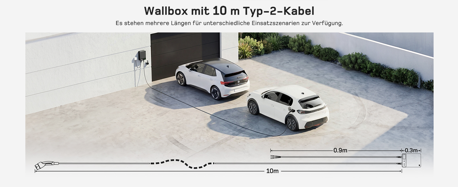 Зарядний пристрій для електромобіля Wallbox 11 кВт з Wi-Fi та кабелем Type 2 7.5м, 3 фази (6-16A, 400V), для BEV/PHEV, захист RCD Type A 30mA/DC 6mA, IP54, чорний