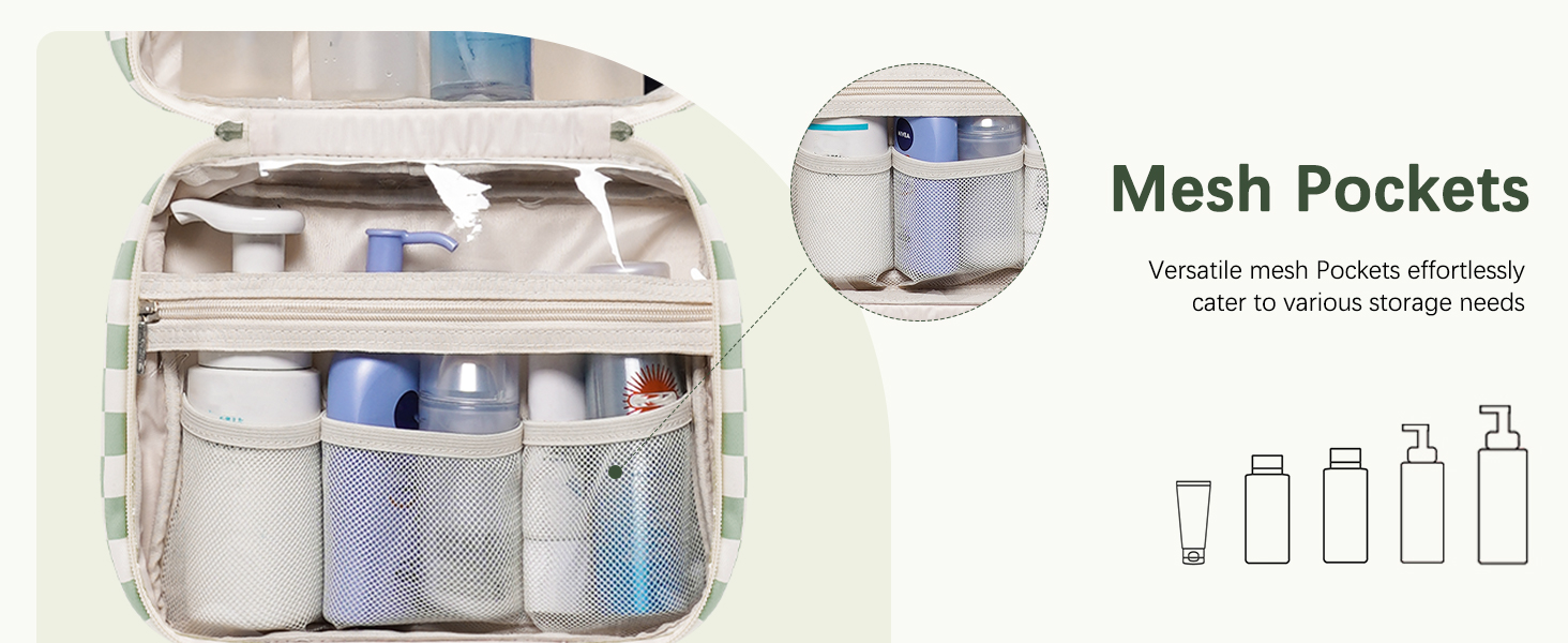 Косметичка для жінок Narwey з петлею для підвішування, велика, органайзер для косметики, сітка м'ятного кольору (середній)