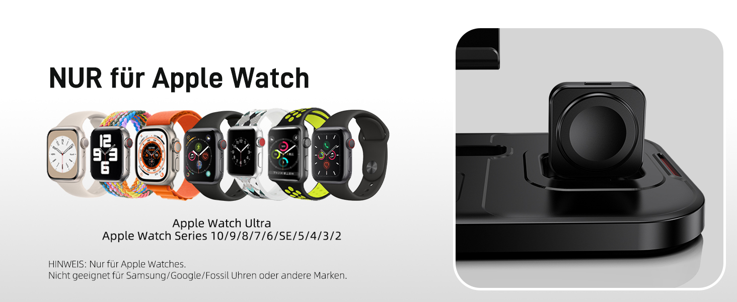 Бездротова зарядка 4-в-1 для Apple iPhone, Apple Watch, AirPods та iPad, з кабелями, чорний