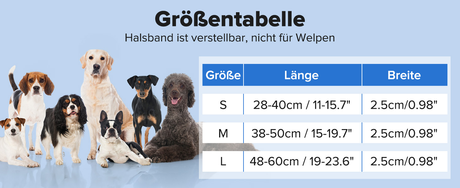 Світлодіодне нашийник для собак Leuchthalsband PcEoTllar, водонепроникний, 7 кольорів, регульований, для маленьких та великих собак, 8 режимів, синій, L (48-60 см)