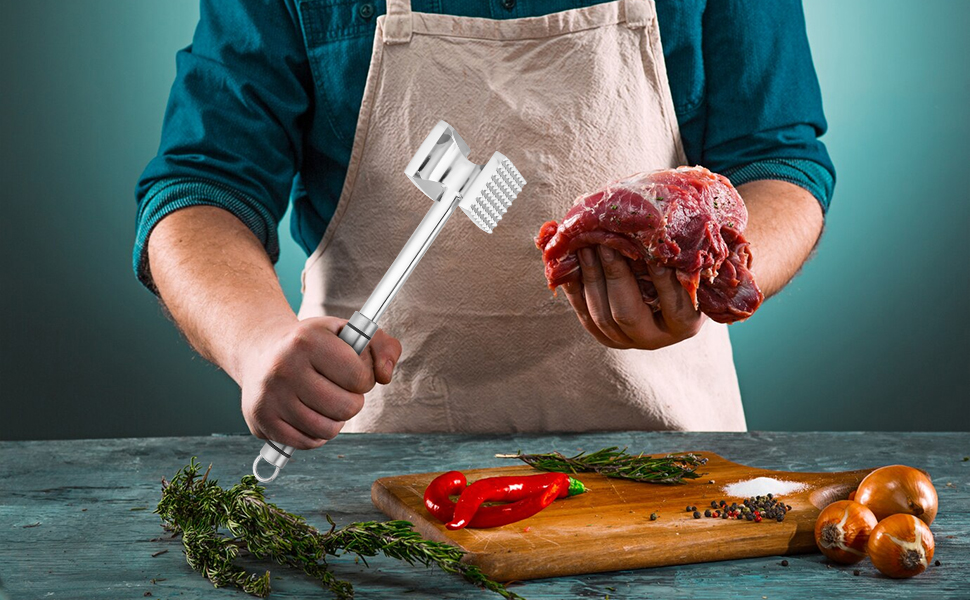  Fleischhmmer Bixury 27 см з нержавіючої сталі: подвійний м'ясорубка для кухні, ідеальний для шніцелів, котлет та стейків