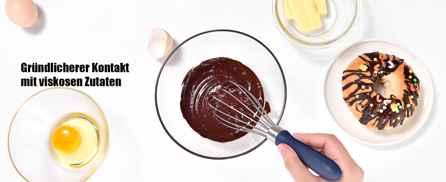 Ручний вінчик для кухні Doosu 28 см, з нержавіючої сталі 18/8, 8 гнучких дротів для збивання та перемішування (Midnigth Blue, S-23cm)