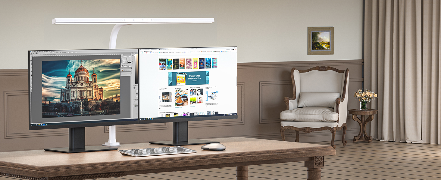 LED лампа для столу EppieBasic з регулюванням яскравості, 24W, для офісу та дому, захист очей, 6 кольорів, авто-диммування