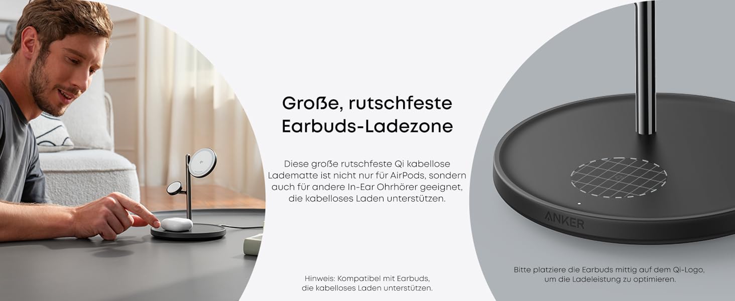 Anker MagGo 3-в-1 Бездротова Зарядка, 15W, MagSafe, Qi2, для iPhone 16/15/14/13, AirPods Pro, Apple Watch Ultra (з USB-C блоком живлення та кабелем), Чорний