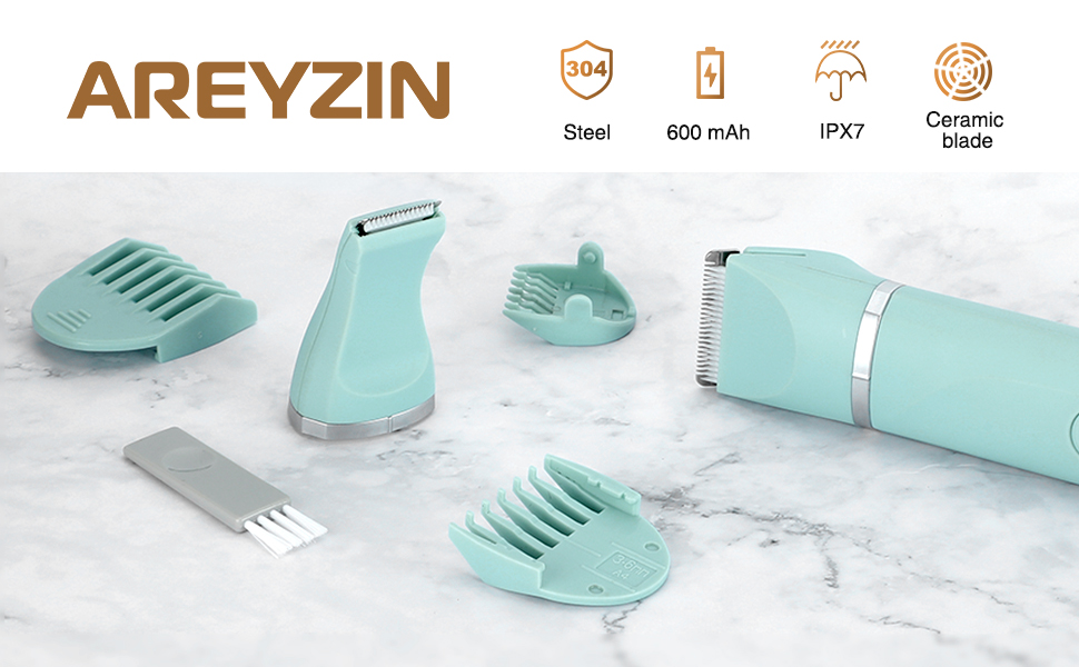 Електричний жіночий епілятор AREYZIN для інтимної зони, зарядний, водонепроникний, зелений