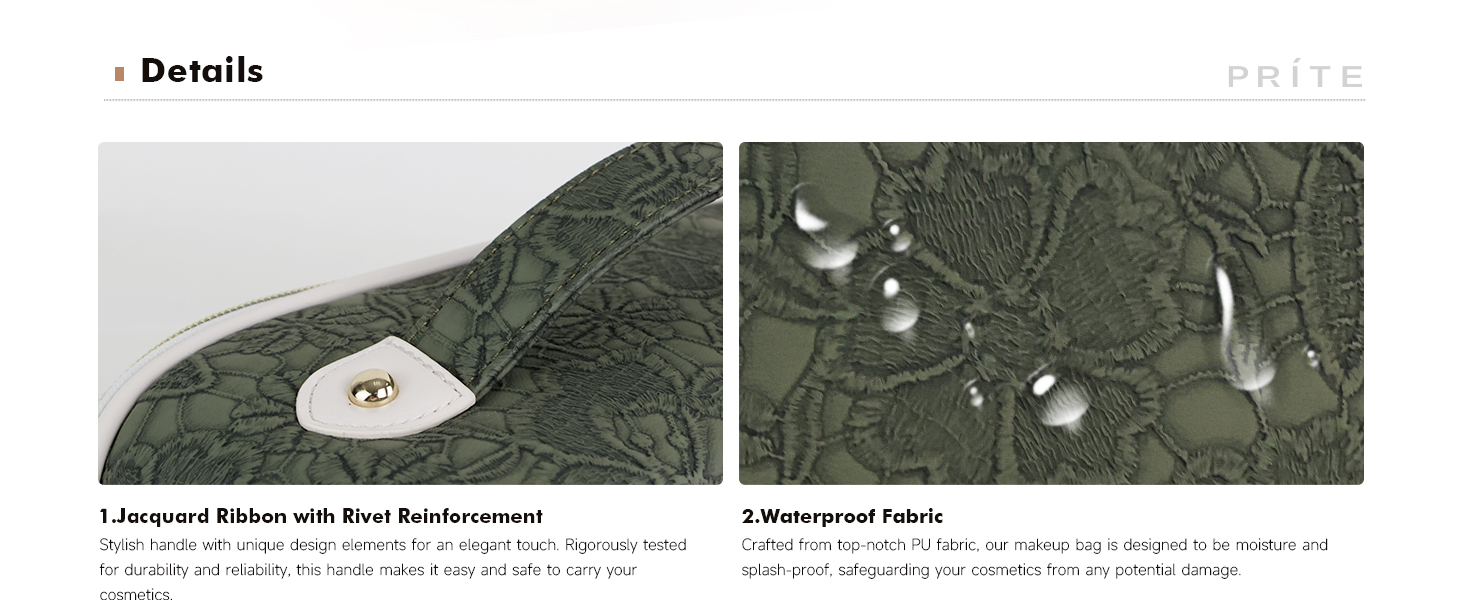 Косметичка для подорожей великого об'єму з прозорими перегородками, зелена квітка, водонепроникна, з PU-шкіри