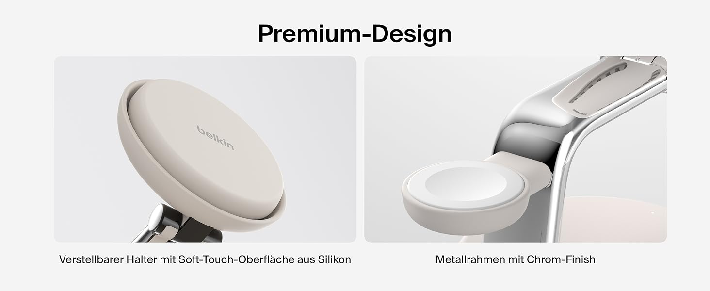 Беспроводное зарядное устройство Belkin UltraCharge Pro Qi2 3-в-1, 25W, MagSafe сумісне для iPhone, Apple Watch, AirPods, адаптер 45W, пісочний колір
