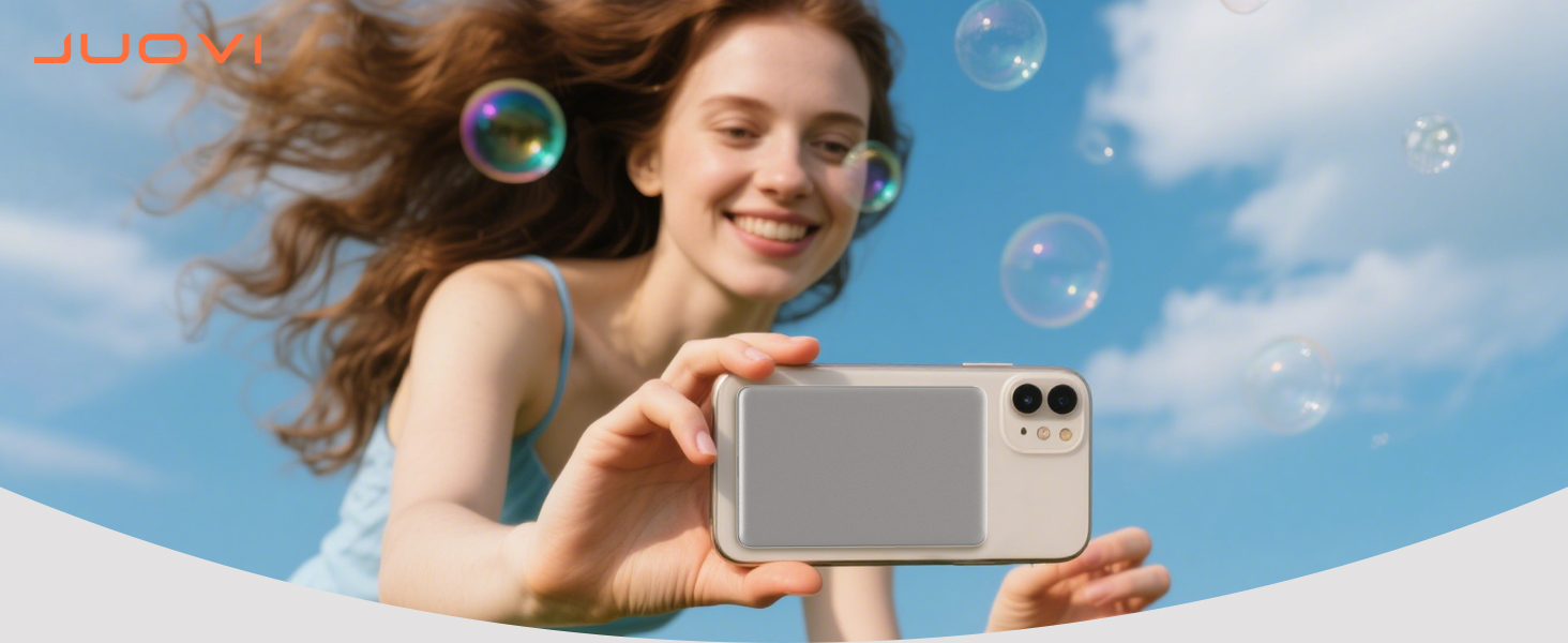 Power Bank JUOVI Магнітний Бездротовий 5000mAh 20W PD, Білий. Сумісний з MagSafe, iPhone 16/15, iWatch, AirPods.