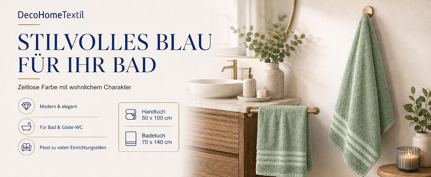 Набір рушників для рук DecoHomeTextil Eco (6 шт), 50x100 см, бірюзовий — екологічний махровий сет, м'який та гігроскопічний