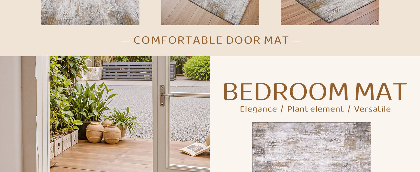 Килимок для дому COLOR&GEOMETRY 60x90 см з TPE-покриттям, сірий (бежевий та сірий-02), низький профіль, легко миється