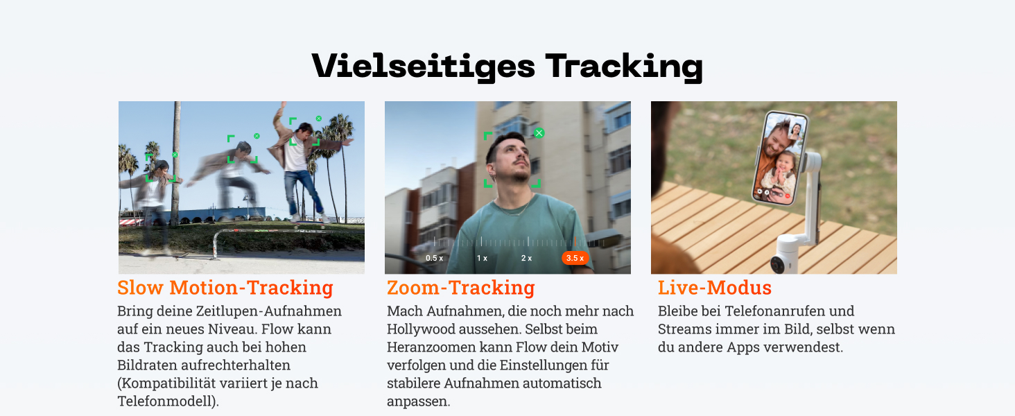 Insta360 Flow - Gimbal для смартфона з автотрекінгом, 3-осьова стабілізація, вбудований селфі-стік та штатив, білий