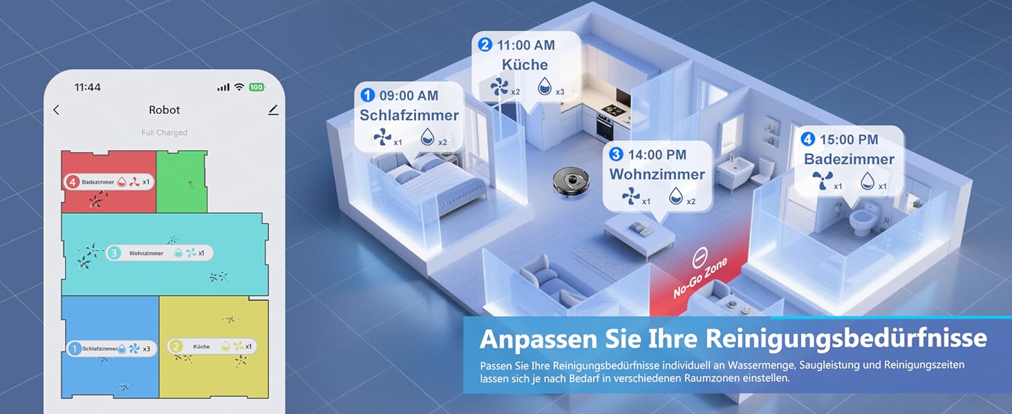 Робот-пилосос з функцією миття підлоги Tikom L8000 Pro, 6000Pa, LiDAR, 150 хв, APP, 14 зон, для шерсті тварин, килимів та твердих підлог, чорний