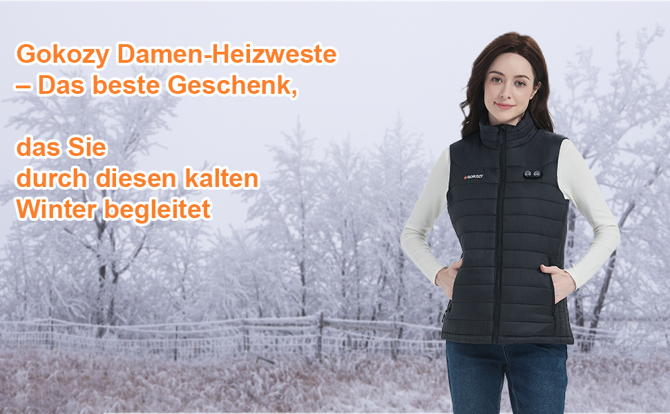 Обогревна жилетка Gokozy для жінок з power bank 10000mAh, 5 зон обігріву, швидкий нагрів, електрична жилетка для туризму та роботи на відкритому повітрі (S, чорний)