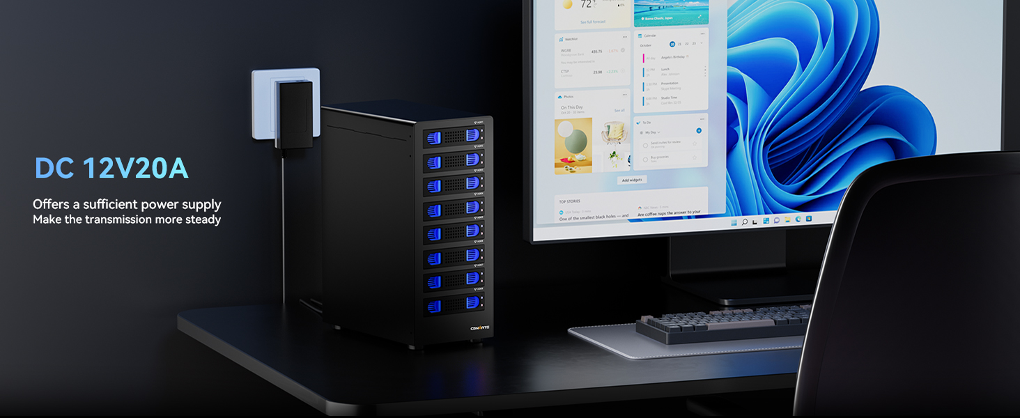Корпус для жорстких дисків CENMATE з 8 відсіками (2.5'/3.5') SATA HDD/SSD, USB 3.0, Daisy Chain, DAS