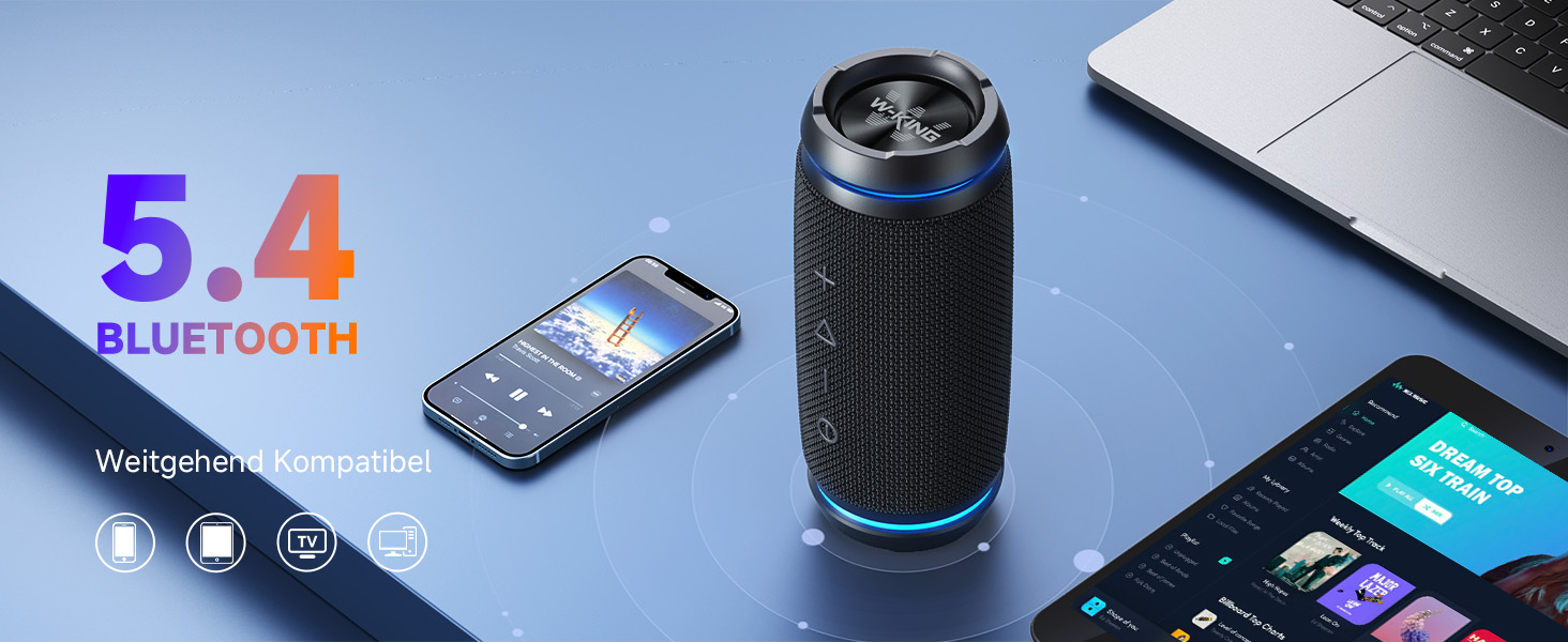 W-KING Bluetooth колонка 36W: Портативна бездротова колонка з 360° звуком, IPX6 водонепроникна, AUX, 30 год автономії, для дому, вулиці, вечірок, подорожей