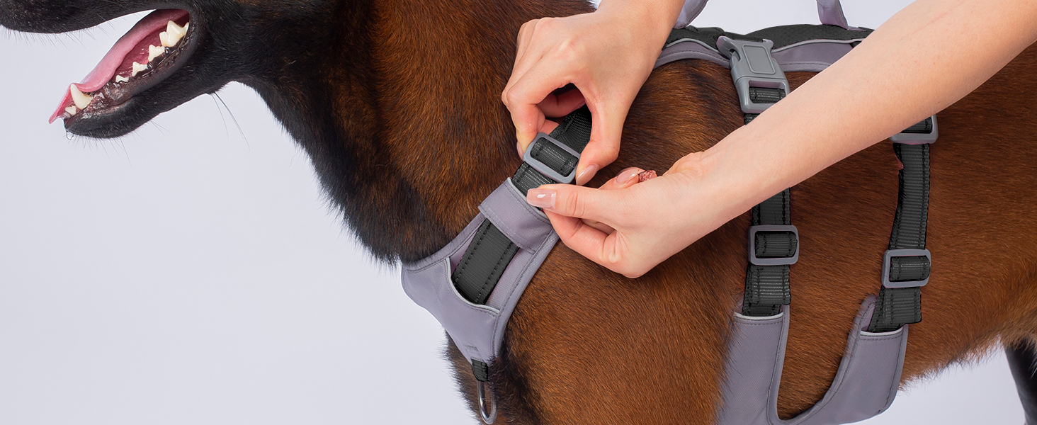 Шлейка для собак Huntboo безпечна від виривання, шлейка від паніки, світловідбиваюча шлейка з ручкою, регульована шлейка для собак маленьких, середніх та великих порід (M) Середня (1 шт.) (Extra груба (1 шт.), Чорна)