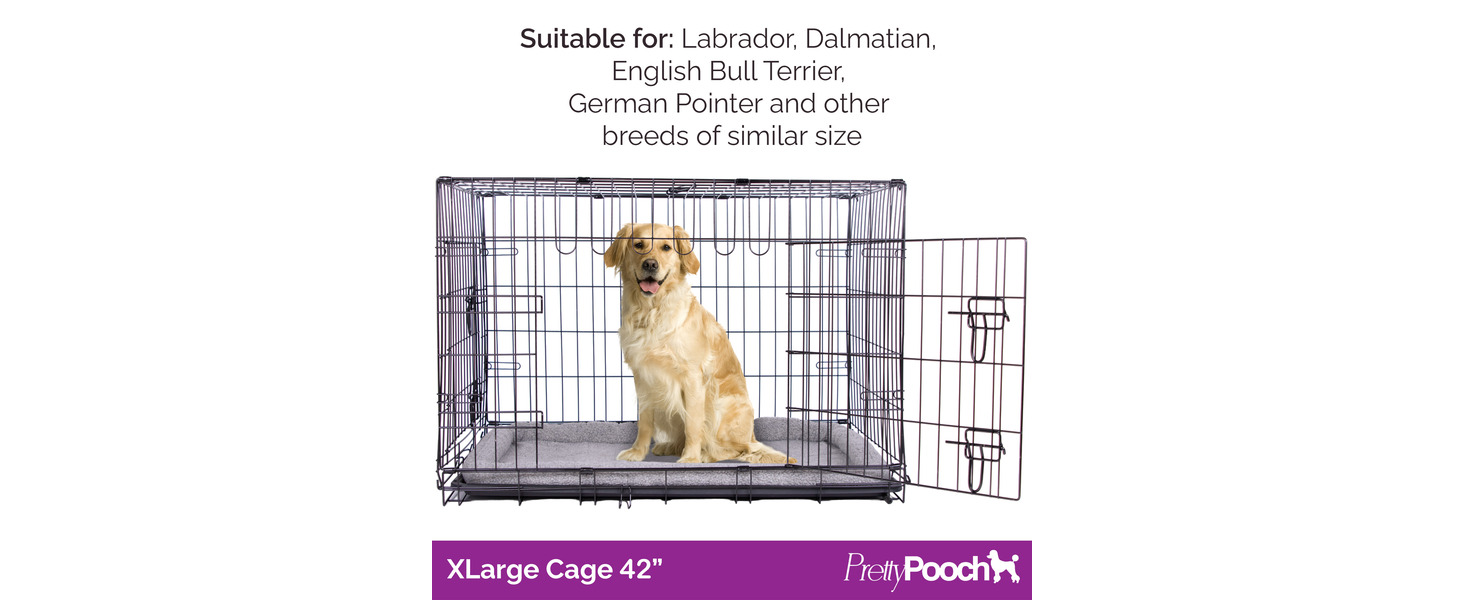 Клітка для собак та котів Pretty Pooch, розмір M, металева, складається, з лотком, двоє дверей та ліжком