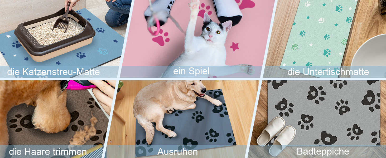 Килимок під миску для собак BLESWIN 30x50 см, синій, антиковзкий, для цуценят, що бризкають