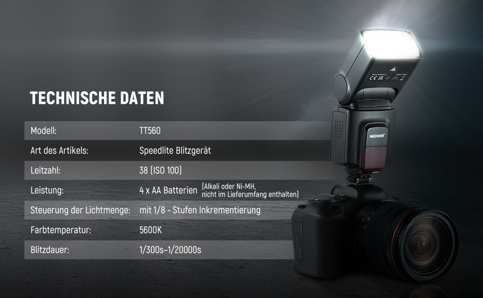 NEEWER TT560 Speedlite: Сумісна спалах для Canon, Sony, Nikon, Panasonic, Olympus, Pentax та інших DSLR камер
