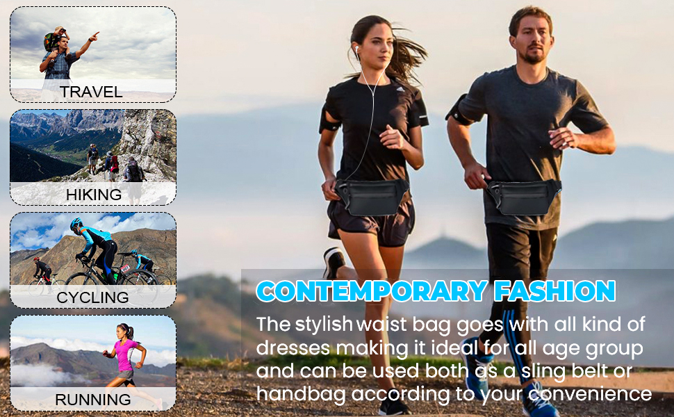 Спортивна поясна сумка: водонепроникна дамська та чоловіча сумка-шоппер для подорожей, хайкінгу та джогінгу
