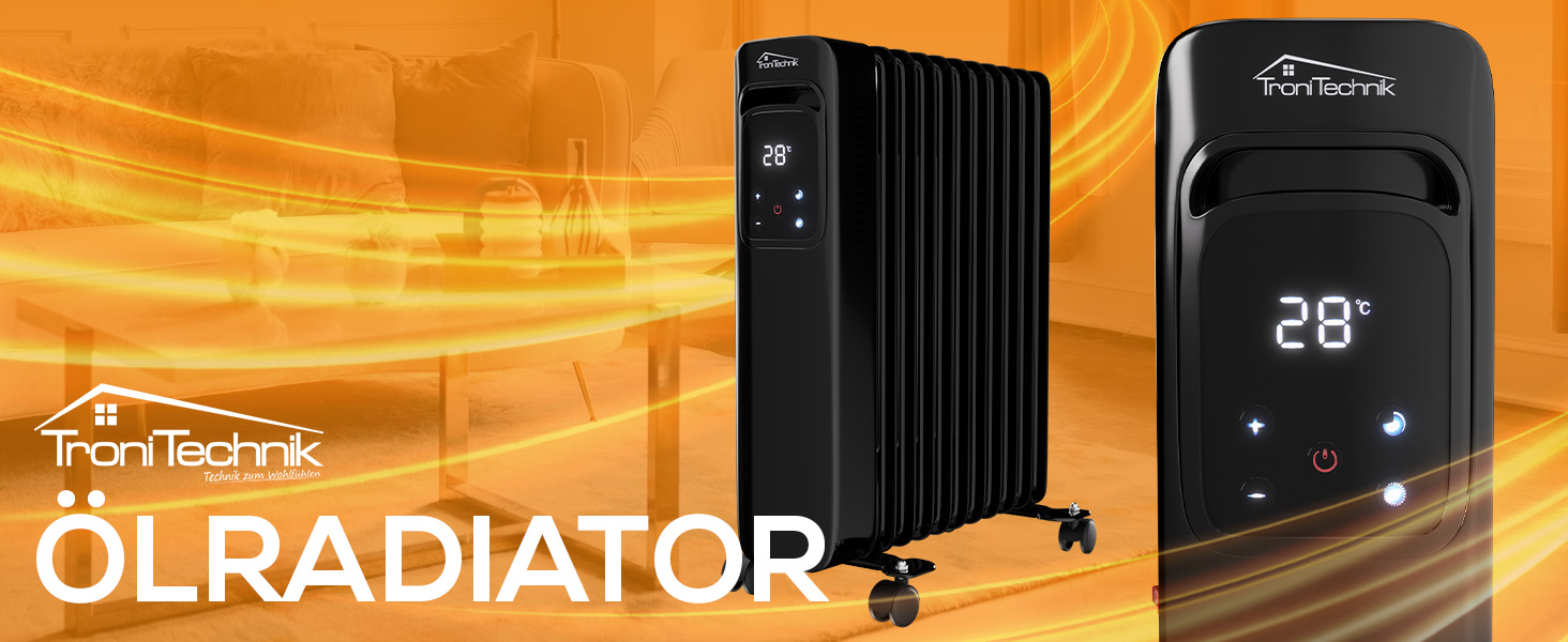Масляний радіатор Tronitechnik® TT-OR 311 - чорний, 2500 Вт, 11 ребер, 3 режими, термостат, захист від перегріву