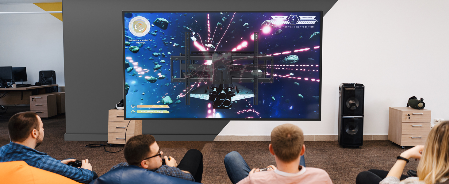 Настінний кріплення для телевізора BONTEC 60-110 дюймів, до 125 кг, подвійний важіль, витягування 1016 мм, регульований, поворотний, сумісний з VESA 800x600 мм, для великих XXL телевізорів