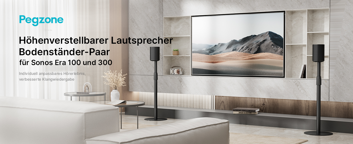 Підлогові стійки для колонок, сумісні з SONOS Era 300 та Era 100, чорні, 2 шт. (до 108 см, 5 кг)