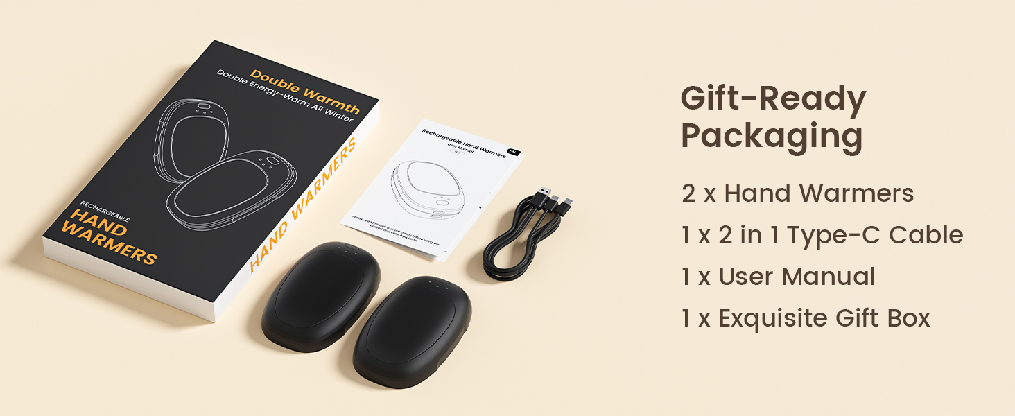 Jonwall Електричні грілки для рук 2 шт., USB-грілки, багаторазові, 3 режими нагріву, портативні, для кемпінгу, гольфу, чорні