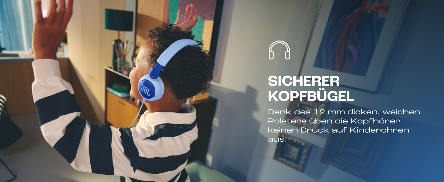 Навушники JBL Junior 320 для дітей з мікрофоном, кабель, блакитні, JBL Safe Sound, 12 мм, блакитний колір