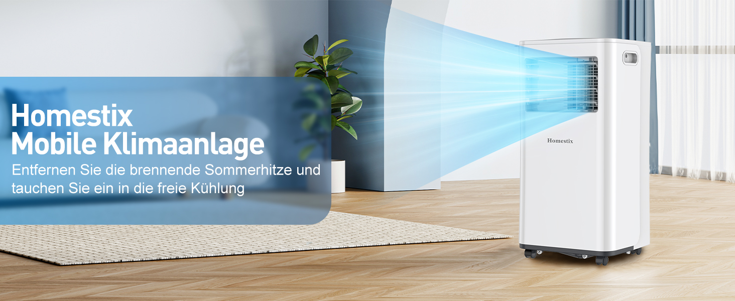 Мобільний кондиціонер Klimaanlage 7000 BTU з 4 функціями: охолодження, осушення, вентиляція, таймер, цифровий дисплей, охолоджувальна площа до 68 м³