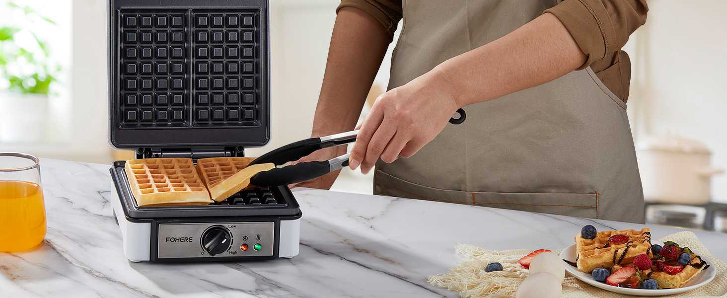 Електричний вафельниця FOHERE 2 шт. | 1200 Вт | Вафельниця, гриль для сендвічів, тостер | Антипригарне покриття