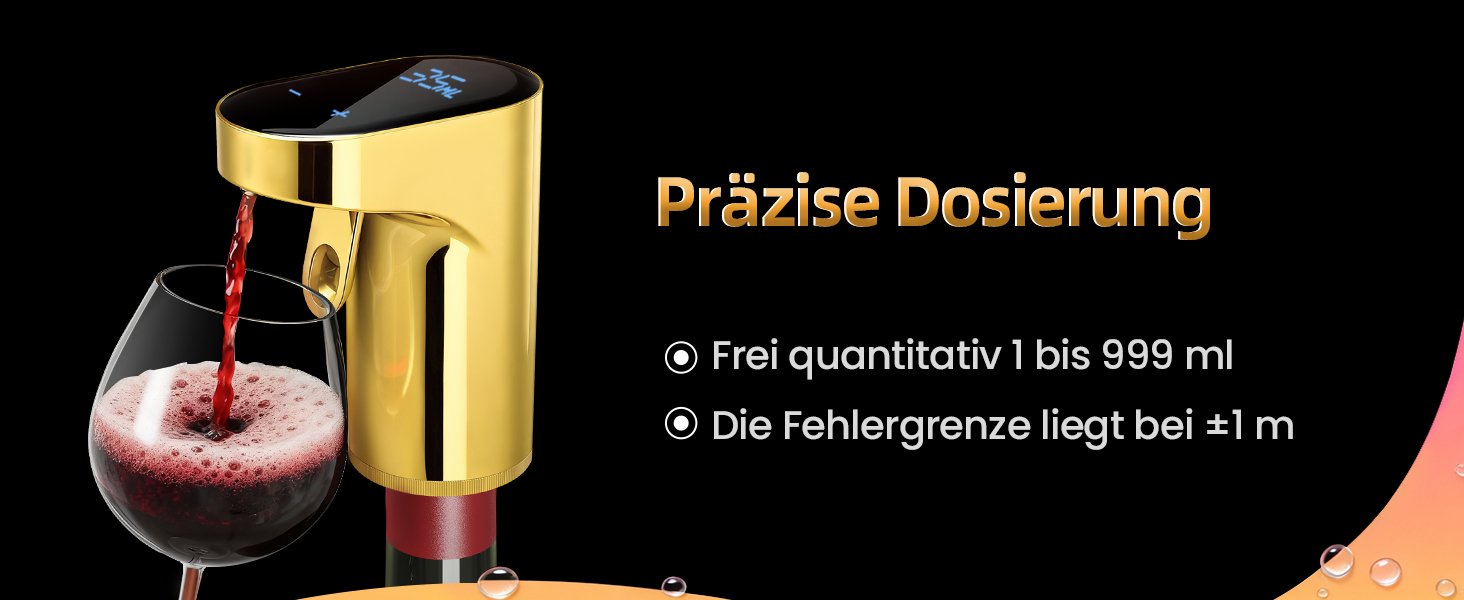 Електричний декантер для вина 5-в-1 з регульованою дозуванням, цифровий виливач, автоматичний дозатор вина, подарунок на день народження/День святого Валентина (золотий)