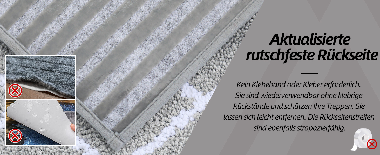Ковзаючі сходи COSY HOMEER, 15 шт., 70x22 см, антиковзаючі, самоклеючі, машинне прання, 100% поліестер, TPE-підкладка, для дітей, літніх людей та домашніх тварин, сіро-білі