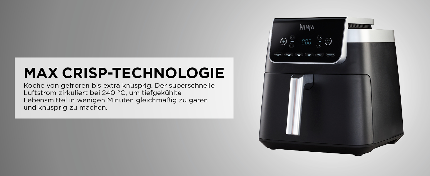 Фритюрниця повітряна Ninja Air Fryer MAX PRO 6.2L, сіра, AF180EU