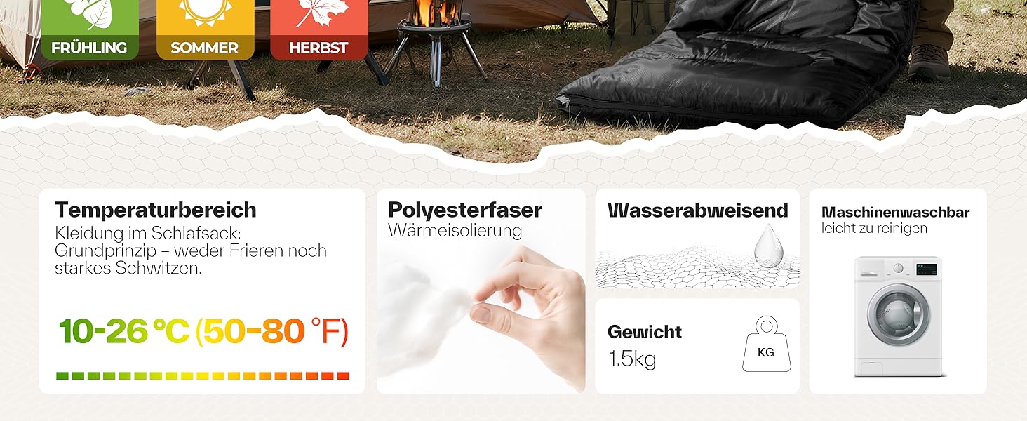Сплячий мішок Sportneer для кемпінгу: 3-4 сезонний, легкий, компактний, для дорослих