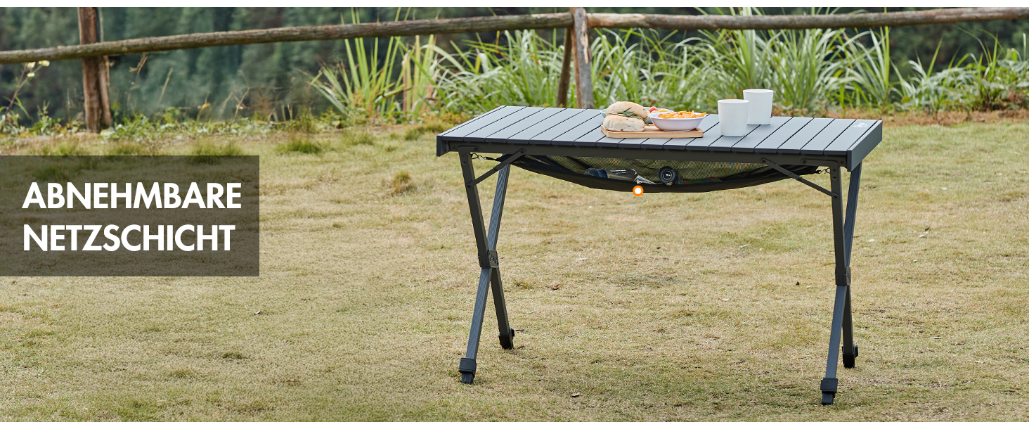 Складний кемпінговий стіл PORTAL алюмінієвий, регульована висота, 108x71 см, чорний - для пікніка, саду, подорожей