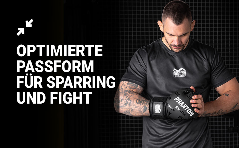Боксерські рукавички Phantom Apex | MMA, тайський бокс | чоловічі (VELCRO, чорний, 10 Oz)