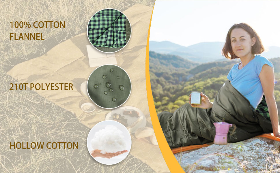 Спальний мішок Poepore Outdoor Winter для дорослих, Extra Wide, 3-4 сезони, XXL, теплий бавовняний фліс, 230*100см, 0°C