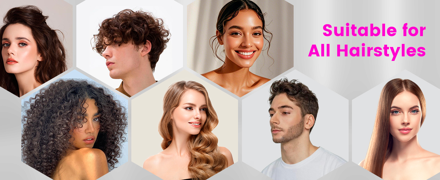 Іонізатор для волосся 2400W з кнопками холодного/гарячого повітря, 3 швидкості, 2 насадки (концентратор + дифузор), тихий фен для дому та подорожей