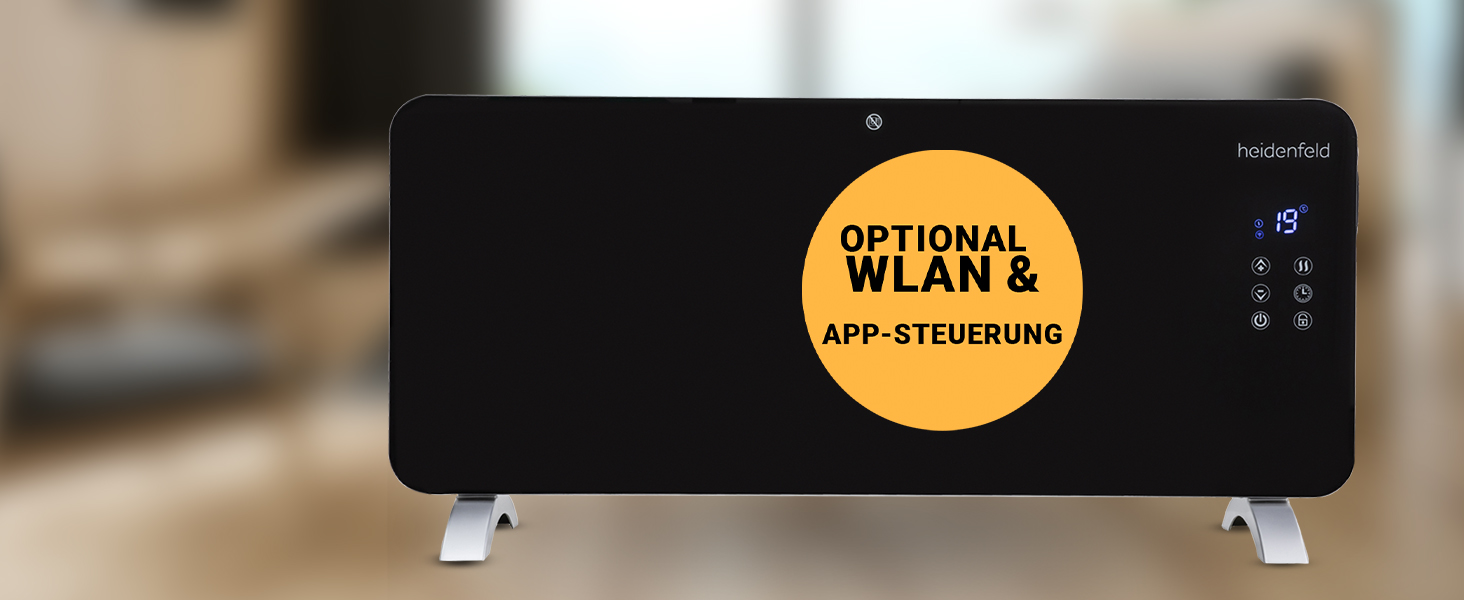 Конвектор опалення Heidenfeld GK200: скляний нагрівач 2000 Вт, гарантія 3 роки, до 40 м²