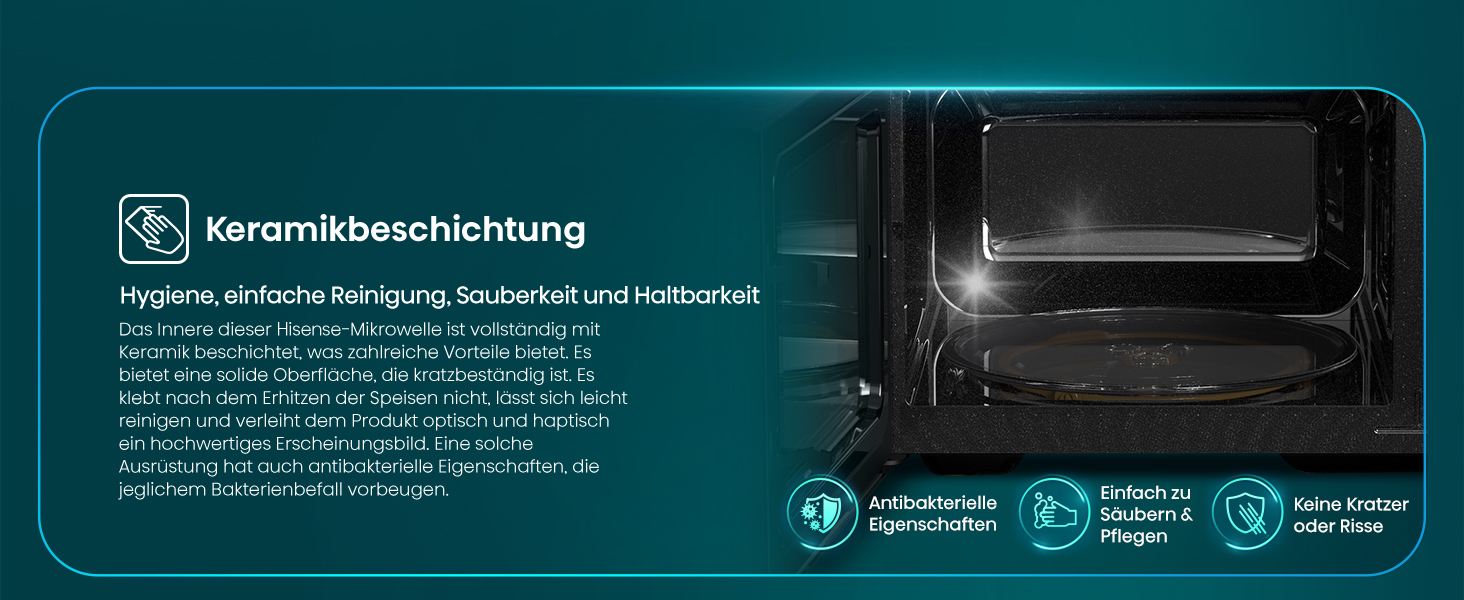 Мікрохвильова піч Hisense H20MOBS4HI 23 л з InverterTech, керамічним покриттям та цифровим керуванням