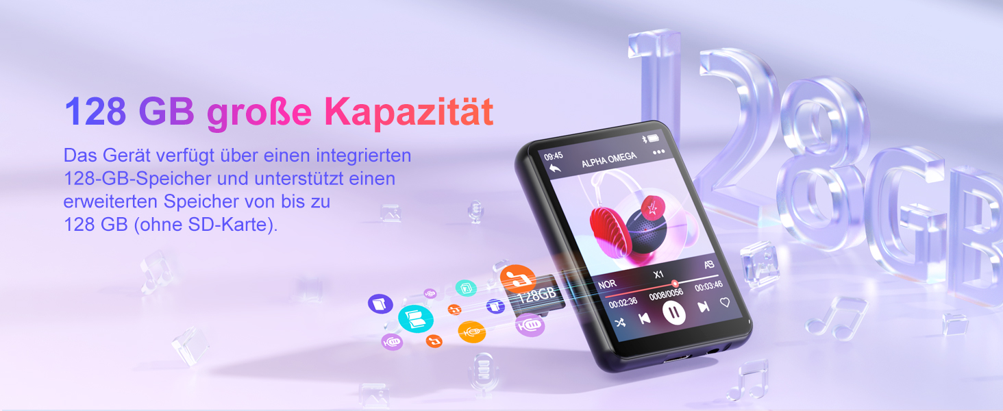MP3-плеєр Oilsky 128GB Bluetooth 5.4 з екраном 2.4