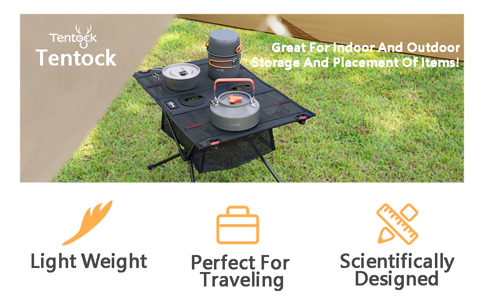 Складний кемпінговий стіл Tentock Ultraleicht з алюмінію - для пікніка, походів, подорожей та дому (чорний)
