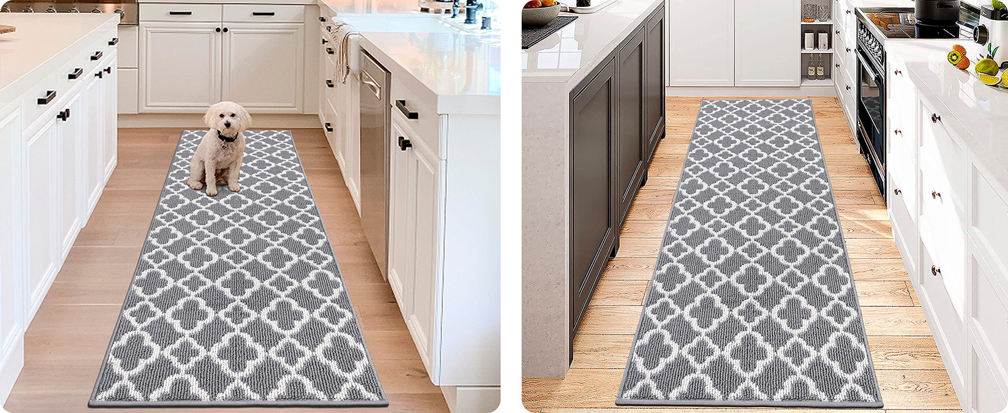 Килимок для підлоги SHACOS з антиковзаючою основою, 50x150 см, сірий - для кухні, вітальні, передпокою