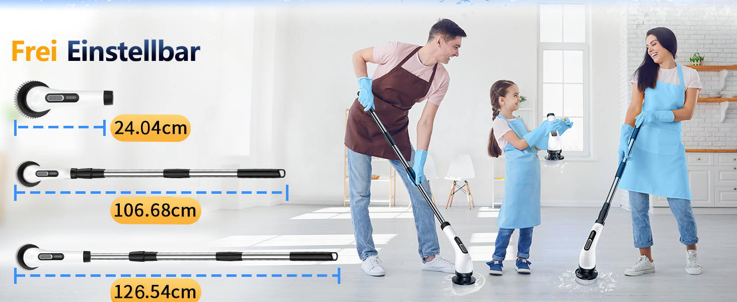 Електрична щітка для прибирання FYDEE IPX7 з 7 насадками та регульованою ручкою. Бездротовий Power Scrubber для ванної, кухні, авто та підлоги.