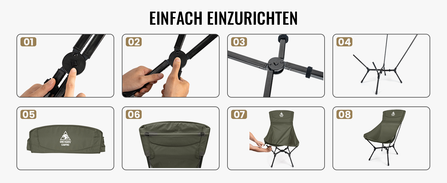 Кемпінговий стілець OneTigris OASISFLEX складний, високий, до 150 кг, зелений Ranger. Стілець для риболовлі, туризму з бічними кишенями