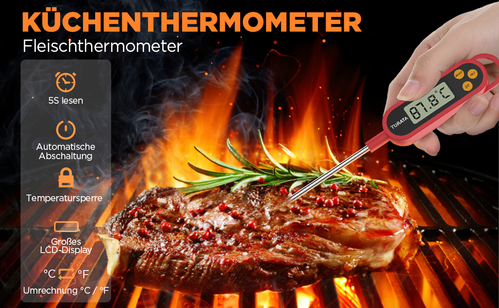 Цифровий термометр для кухні: приготування їжі, м'яса, молока, дитяче харчування | LCD дисплей, довга сонда