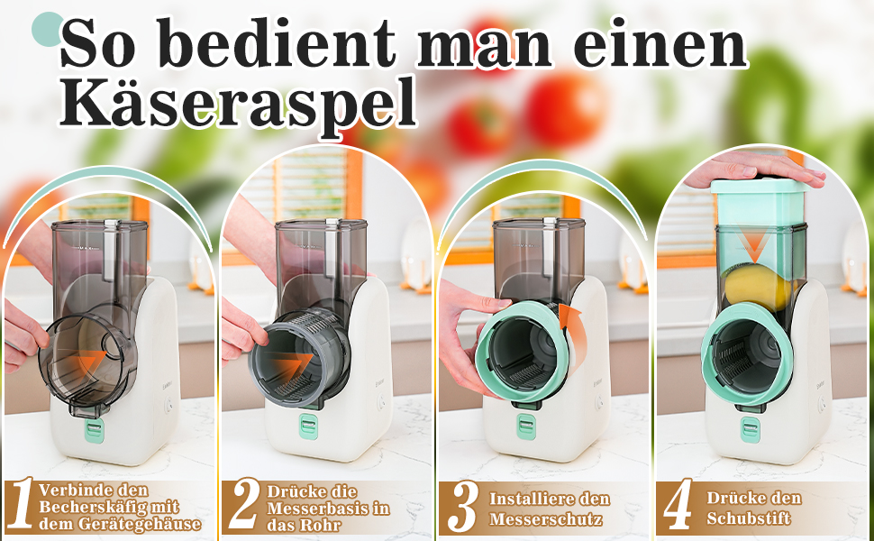 Електричний набір для нарізки овочів та фруктів 6-в-1: терка, шинковка, нарізка для овочів, фруктів, сиру та горіхів. Білий та зелений колір