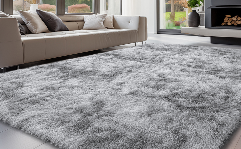 Килим Sour Lemon Hochflor сірого кольору для вітальні, 160x230 см, миючий, з антиковзаючою основою, великий, пухнастий, сучасний, для спальні, дитячої кімнати (слонова кістка, 240 x 300 см, прямокутний)